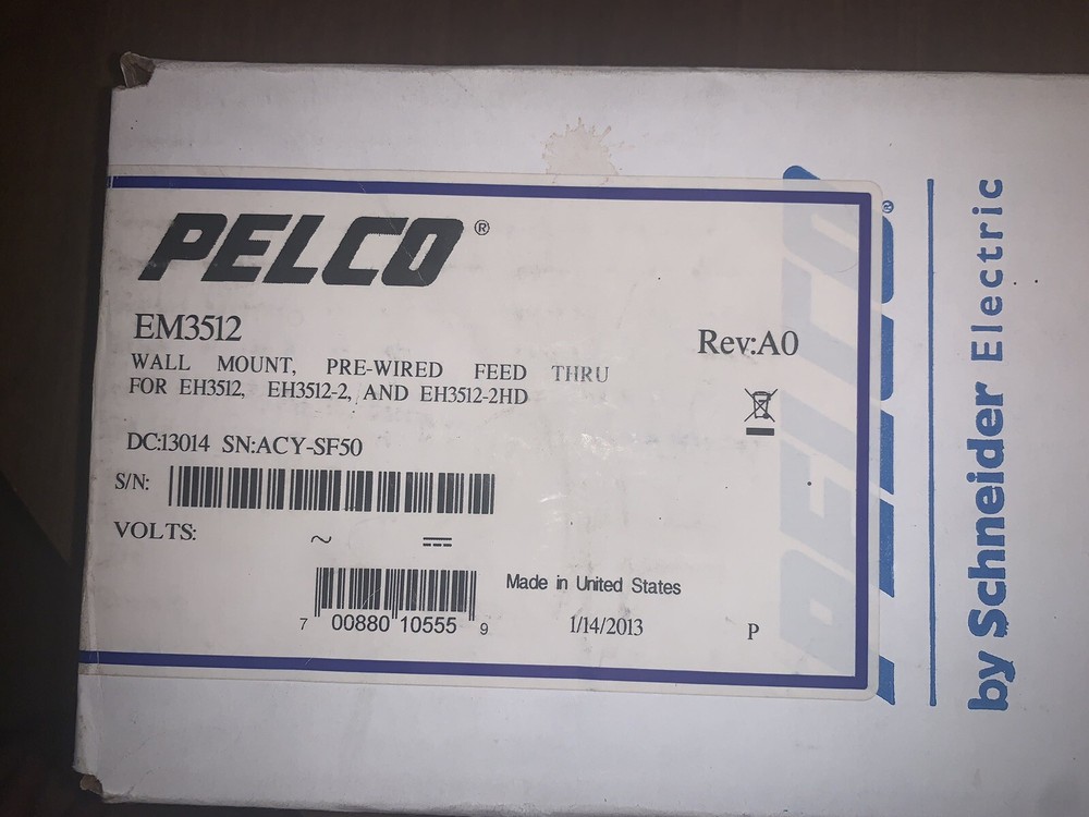 Pelco EM3512 Feedthrough Wall Mount Camera Housing Kit