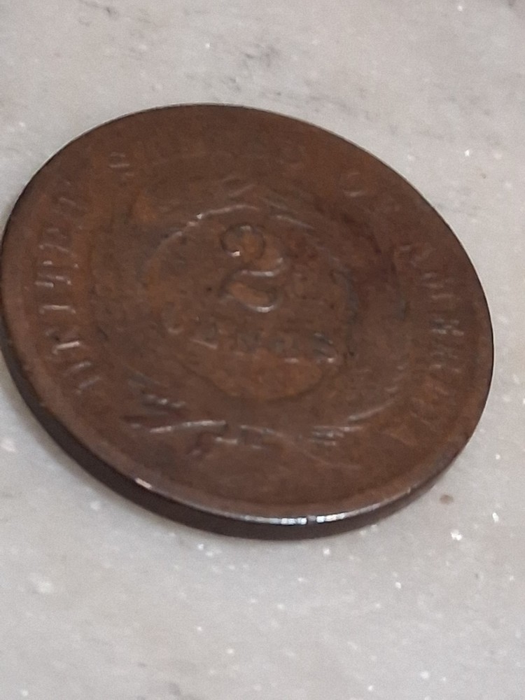 1864 2 Cent Piece 2c US Type Coin Two Cent Peice- Good Details