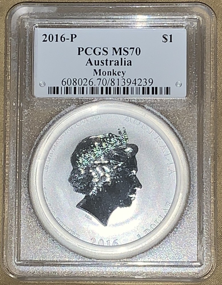 2016 Australia 1oz Silver Lunar Monkey PCGS MS70 - Verified By David Hall