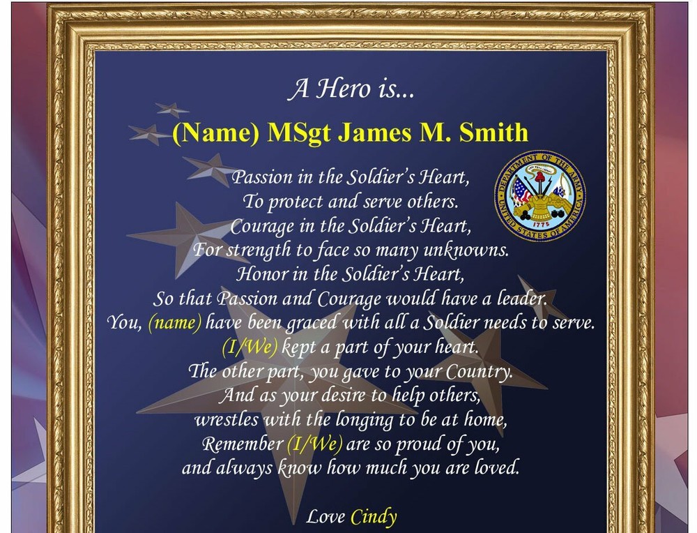 Military Army Plaque Poem