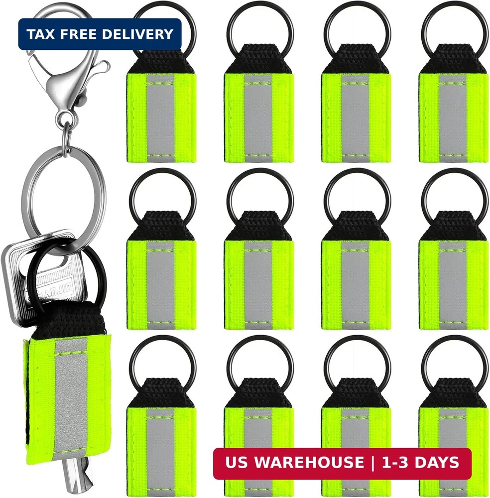 12 Pieces Reflective Zipper Pulls Nylon Keychain Tags, Bright Tags for First Aid