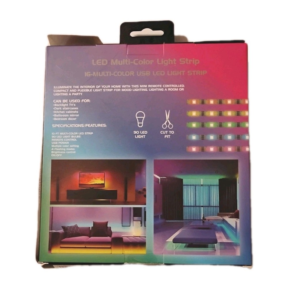 Emerald LED Multi Color Light Strip 10ft Remote USB Power Multi Light Effects