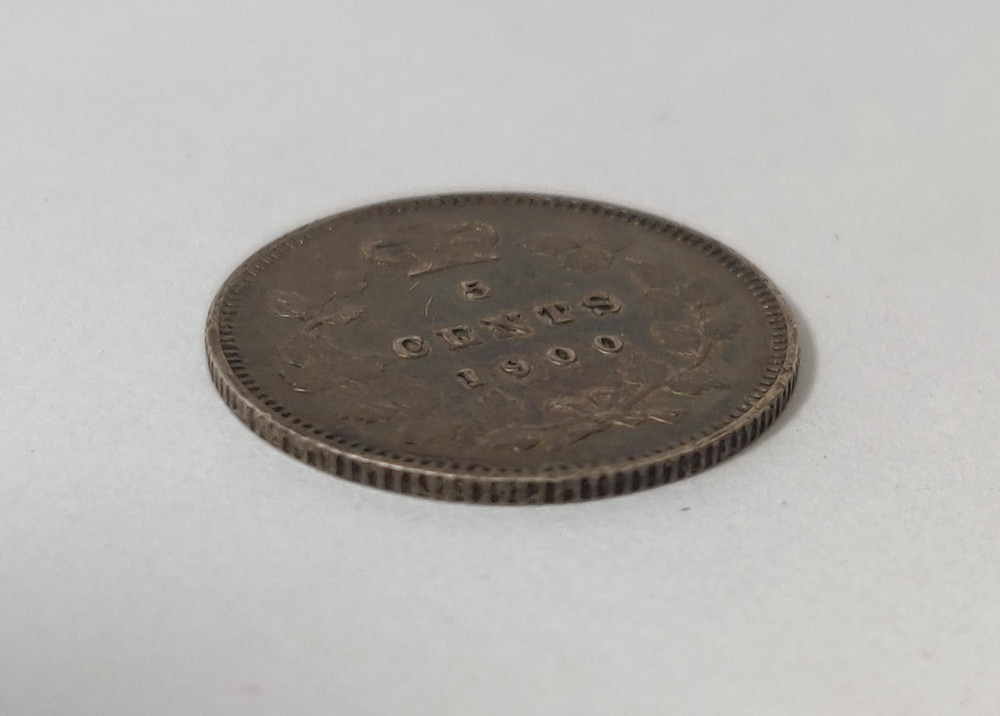 1900 CANADA STERLING SILVER 5 CENT SILVER COIN