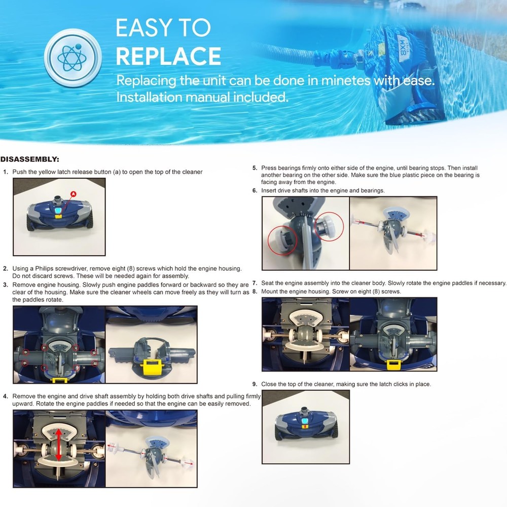 Engine Assembly for Zodiac MX8 Elite Automatic Suction Side Pool Cleaner Vacuum