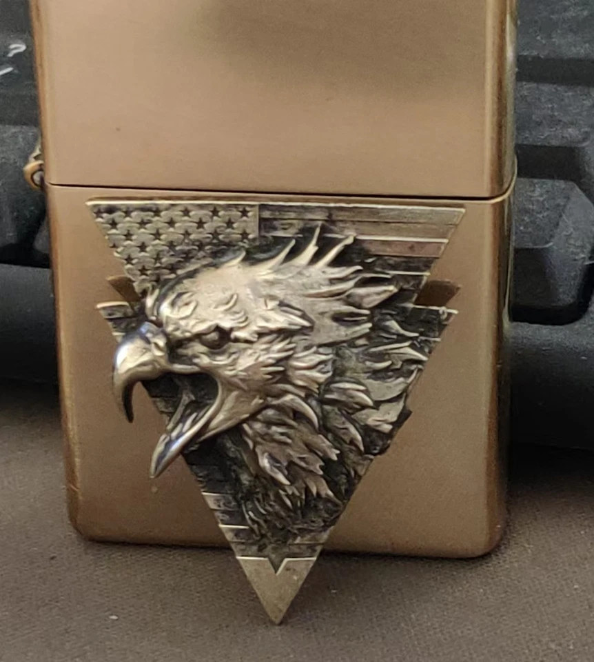 1 piece Lighter accessories Brass Eagle Head Statue DIY sticker