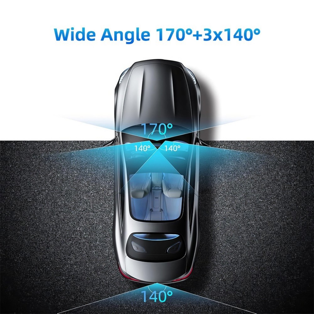 360 Degree View 4 Channel Dash Cam Front and Rear Inside Left Right, Dash Camera