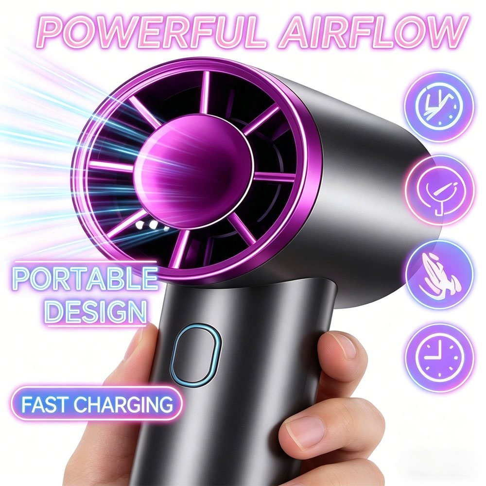 Mini Handheld Fan Portable Fold Desk Cooler Cooling USB Rechargeable 6000MAH