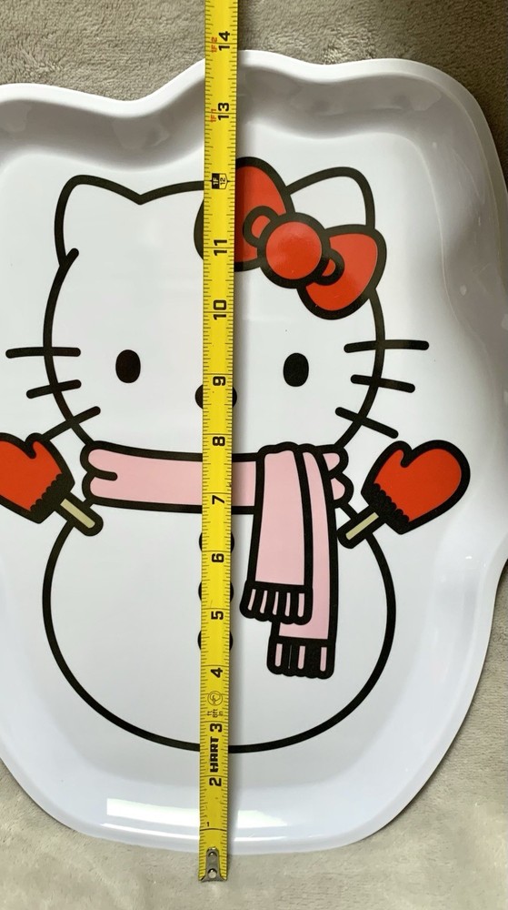 NEW Hello Kitty Snowman Character Shaped White Melamine Platter