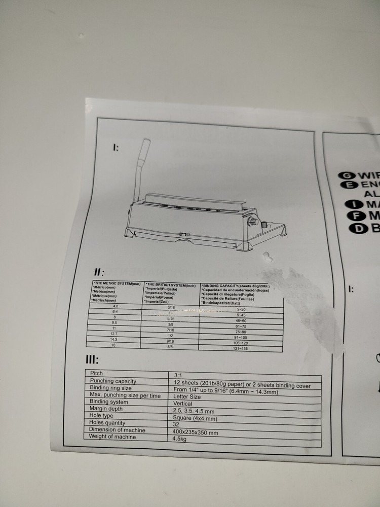 Rayson TD-132 Binding Machine Punch 12 Sheets/Bind 120 Sheets