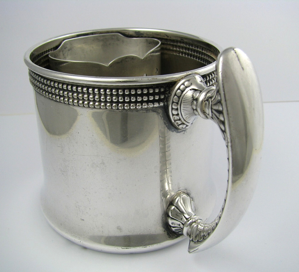 GORHAM SILVER PLATED CUP w/ STRAINER SILVER SOLDERED CUP ca1870s No Mono 300ml.
