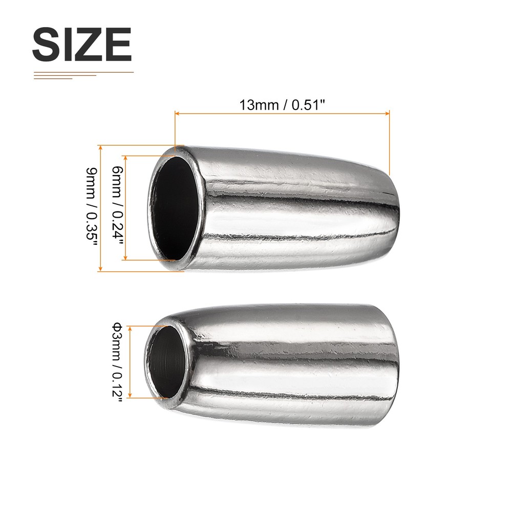 9x13x3mm Bell Stopper - 30Pack - Good for DIY Drawstring - Silver