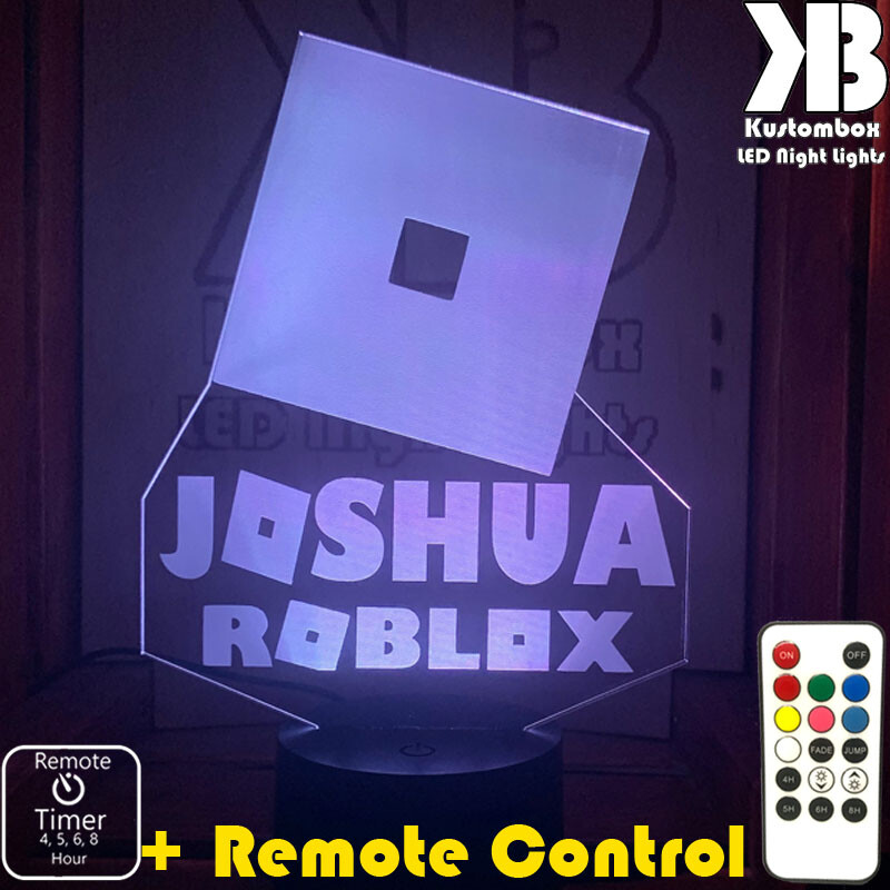 ROBLOX LOGO 3D PERSONALISED NAME LED NIGHT LIGHT 7 COLOURS + REMOTE CONTROL
