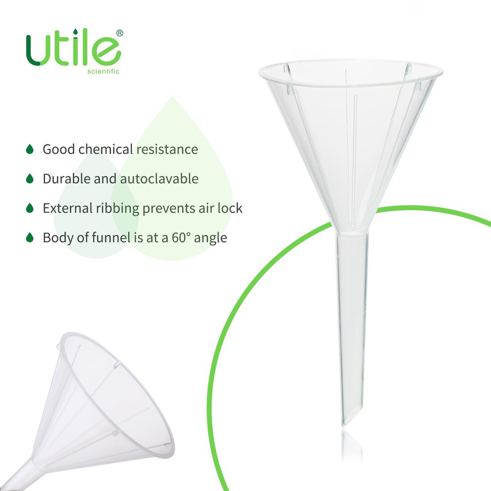 12pcs Plastic Analytical Funnel Set, PP Material, Top Diameter 30mm, Small Fu...