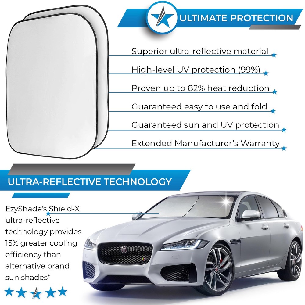 EzyShade Windshield Sun Shade with Medium (Standard), Silver reflective