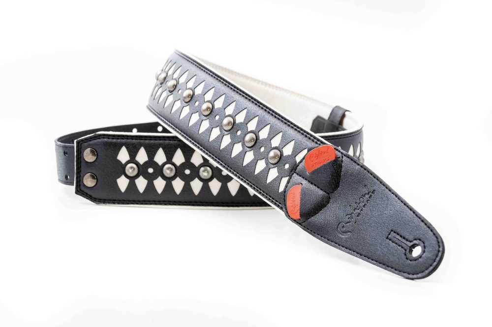 RightOn! Armour Design Guitar Strap; White