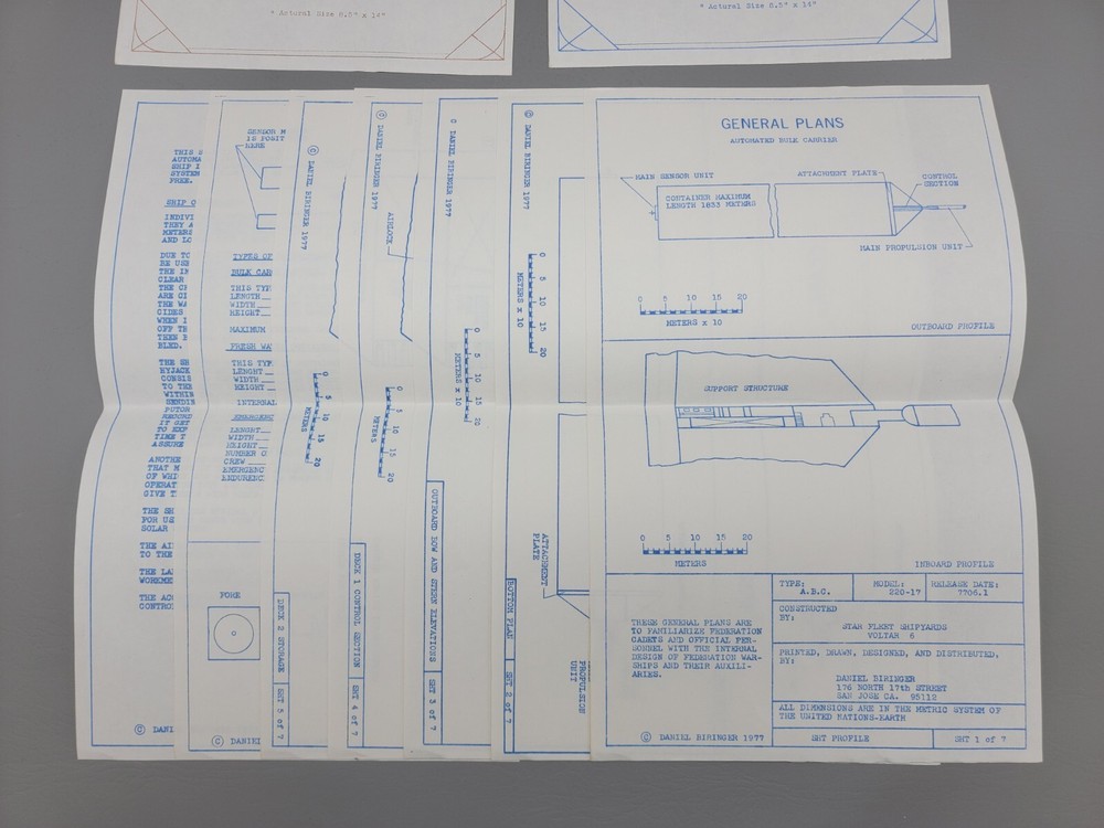 Star Trek Blueprints USS Graynet Pulk 1976 Galactic 9 Sheets
