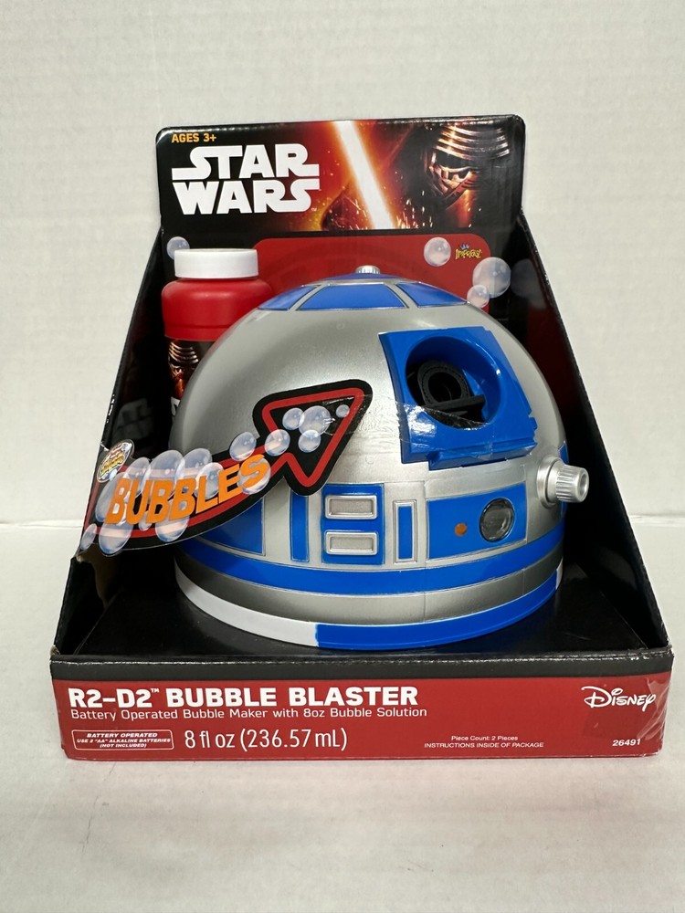 STAR WARS R2-D2 BATTERY OPERATED BUBBLE BLASTER WITH 8OZ BUBBLE SOLUTION SEALED