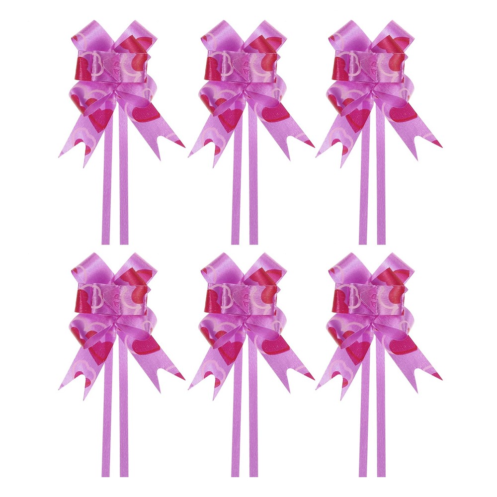 100Pcs 8" Pull Bows Gift Wrapping Pull Bow Heart Pattern Baskets Bows Rose Red