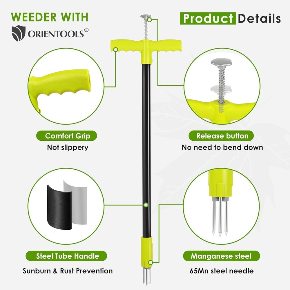 3 Claws Weed Puller Tool, Stand Up Weed Puller with Long Ergonomic Handle, We...