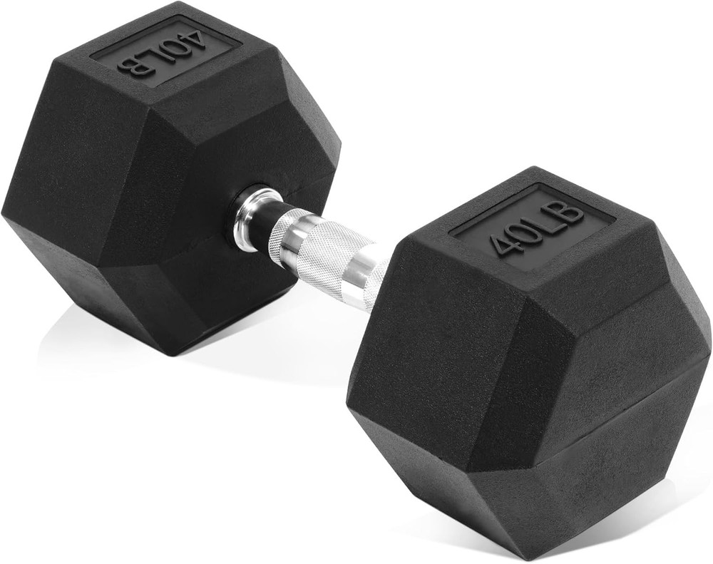 40 - lb Hex  Dumbbell - Black/Silver Single