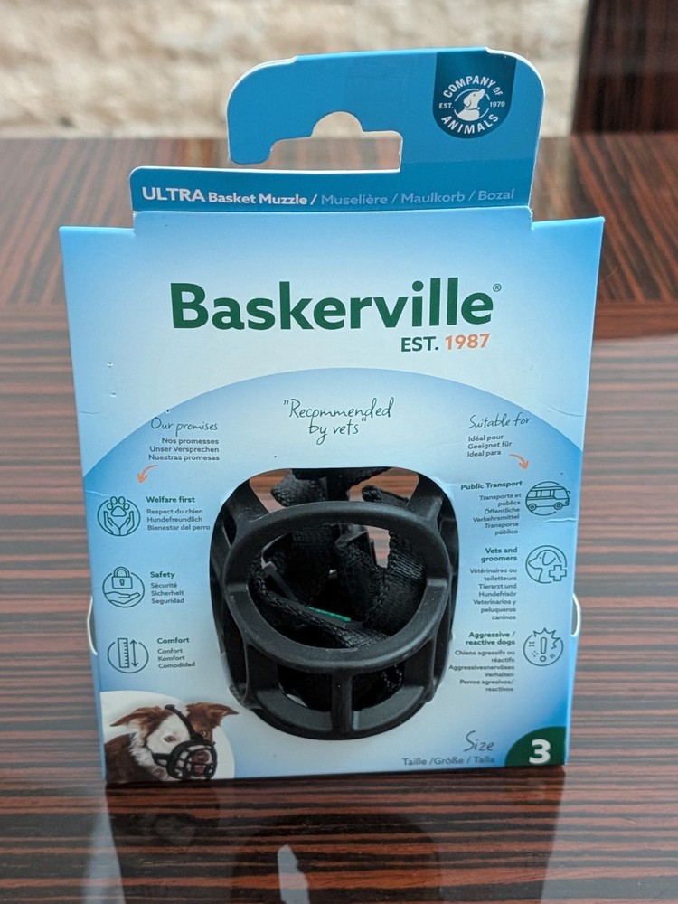 Baskerville Ultra Dog Muzzle Size 3 Black Comfortable Dog Friendly Breathable