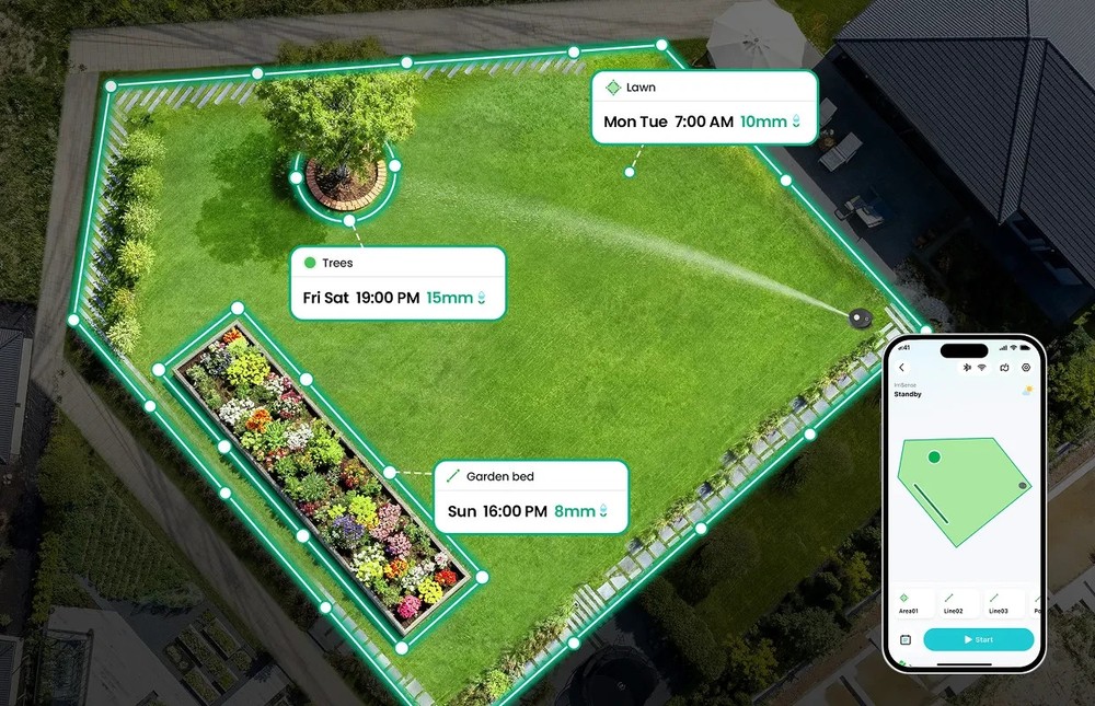 Aiper IrriSense 2 Smart Sprinkler Irrigation System, App Control Multi Zone Map