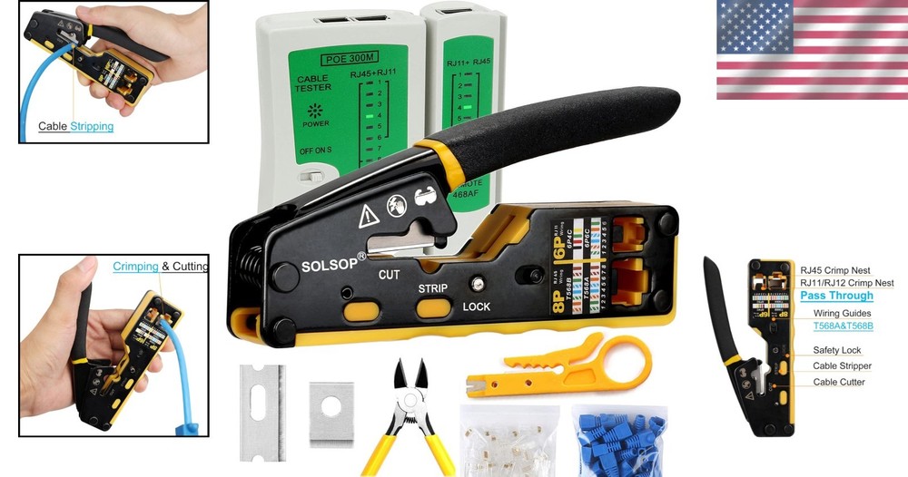 RJ45 Crimp Tool Set with Cable Tester - Networking Solution