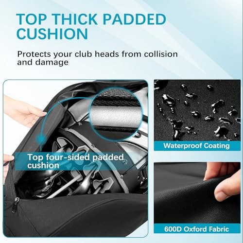 Soft-Sided Golf Travel Bag with Wheels - Heavy Duty 600D Polyester Basic-Black