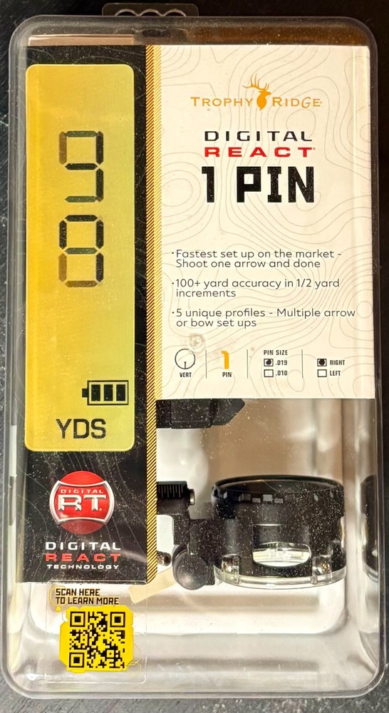 Trophy Ridge Digital React 1 Pin Right Hand .019 Standard Mount New