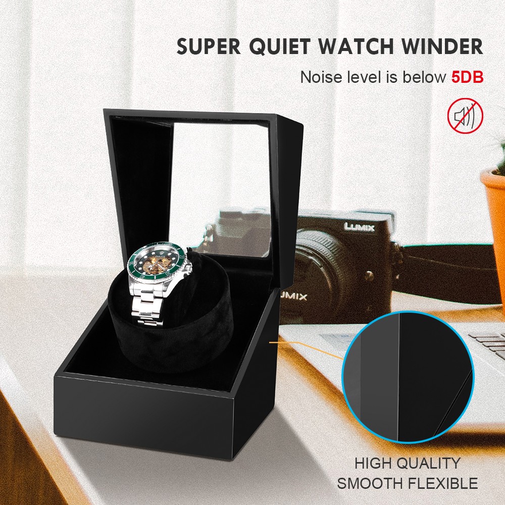 Automatic Rotation Single Watch Winder Storage Display Case Box Gift Quiet Black