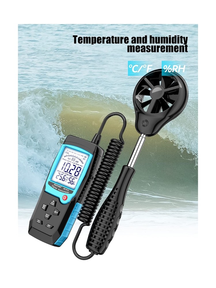 H12 Digital Anemometer Handheld Wind Speed Meter with Extended Wind Sensor, M...