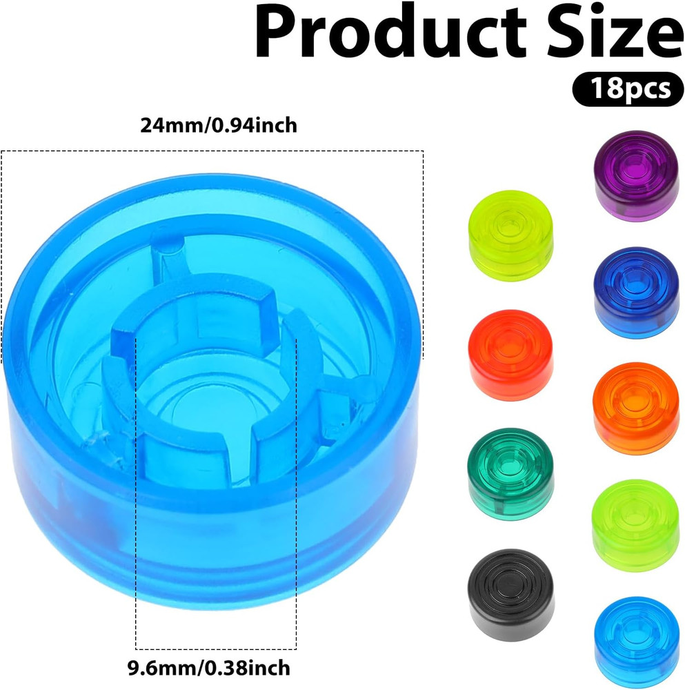 Guitar Pedal Footswitch Toppers - 18 Multi-Colored Button Covers