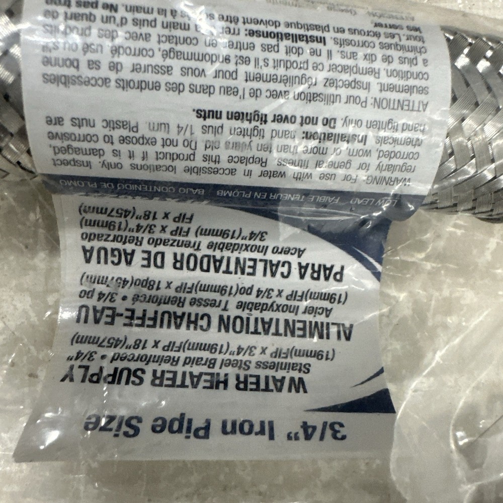 Qty 1 PROFLO PFX146222 3/4" IRON PIPE SIZE 18" WATER HEATER SUPPLY FREE SHIP M2