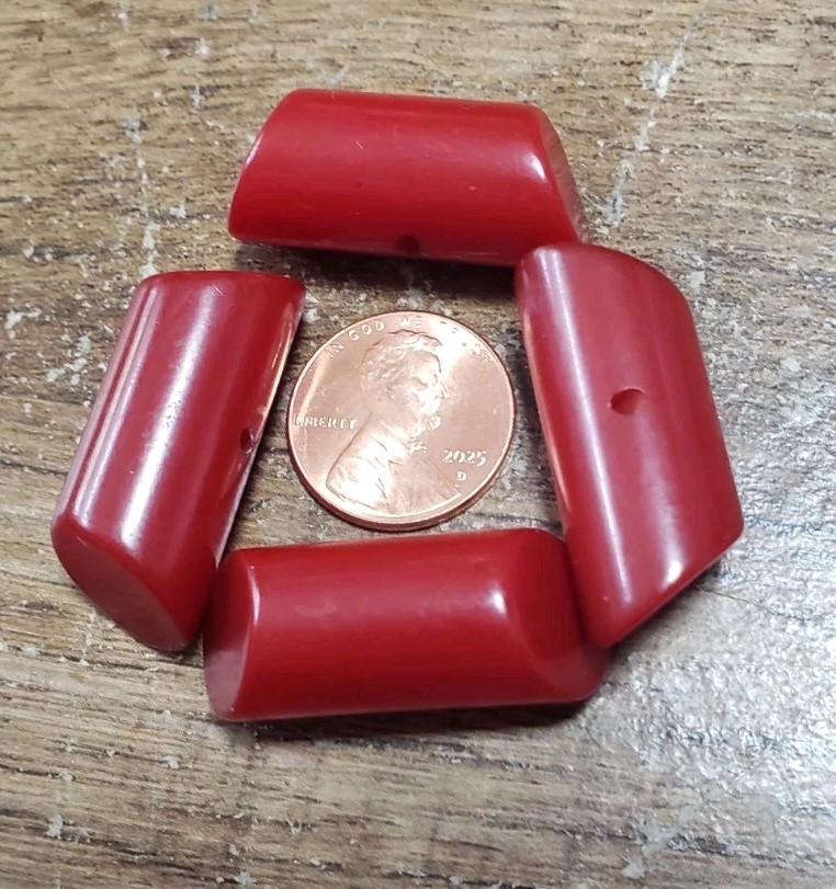 Vtg Lot 4 Cherry Red Bakelite Beads 17 Grams