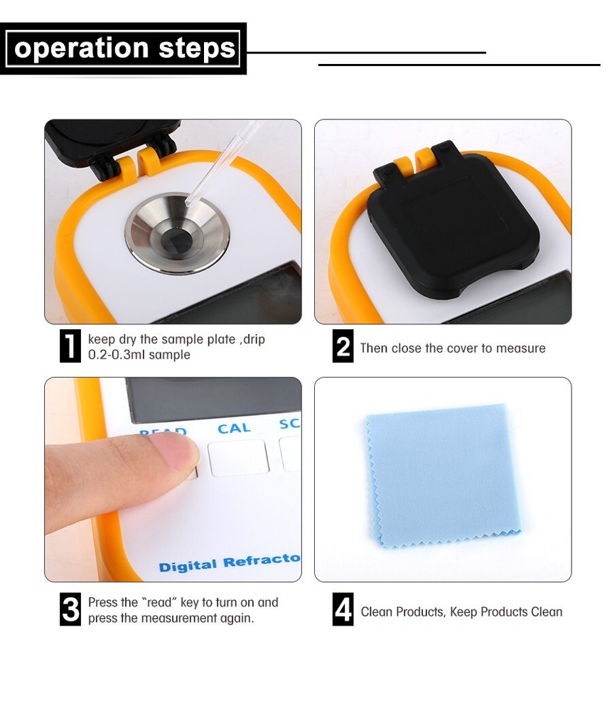 Handheld Brix Meter Refractometer Honey Sugar Content Tester with Range 0 to 50%