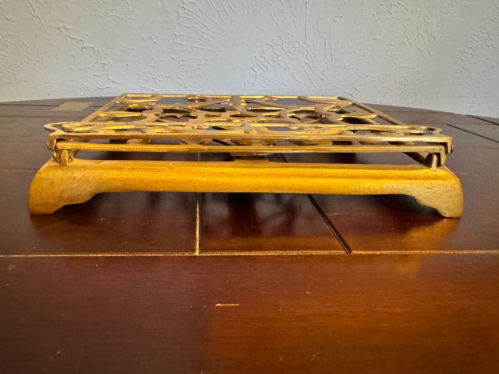Vintage Solid Ornate Brass Folding Adjustable Book/Bible stand