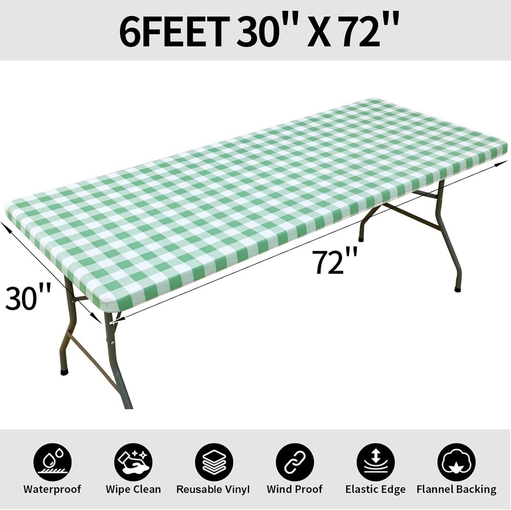 Picnic Table Cloth Elastic Waterproof Fitted Vinyl Tablecloths Flannel Rectangle