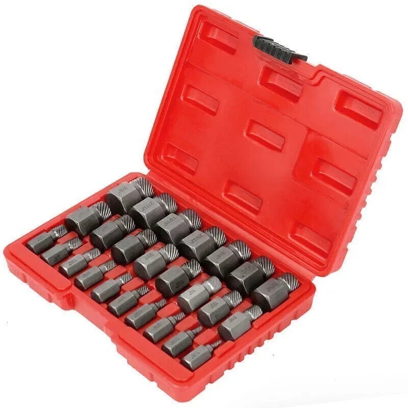 Multi-Spline Screw Extractor Set Hex Head Bit Socket Wrench Bolt Remover 25Pcs