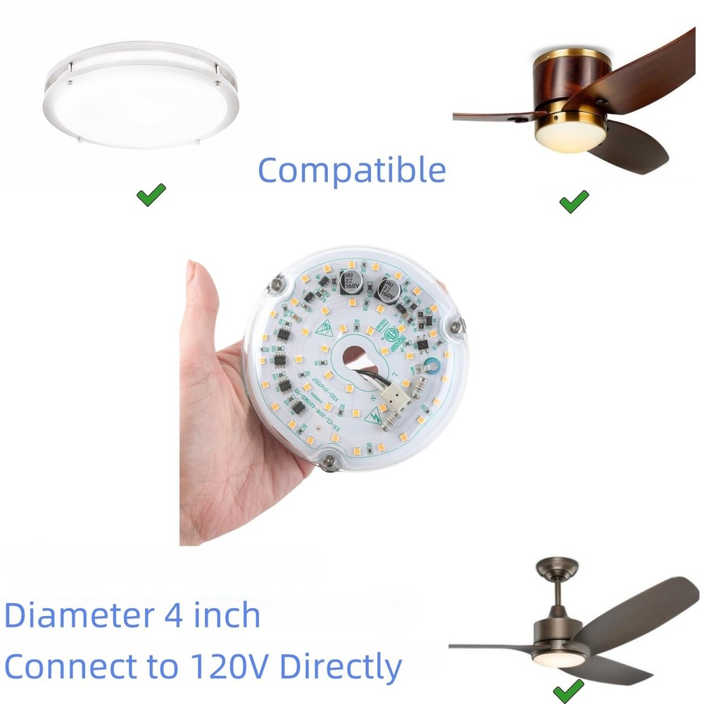 4'' 20W LED Ceiling Fan Light Retrofit Kit, Ceiling Light Replacement Module ...