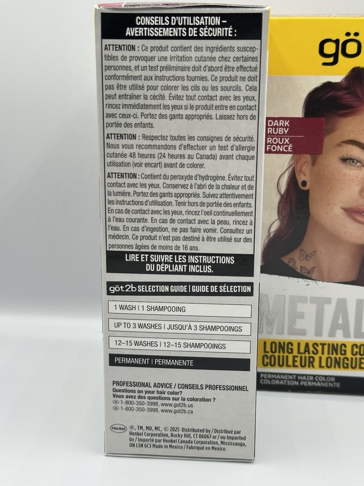 2 Schwarzkopf Got2b Metallics Permanent Hair Color, Dark Ruby