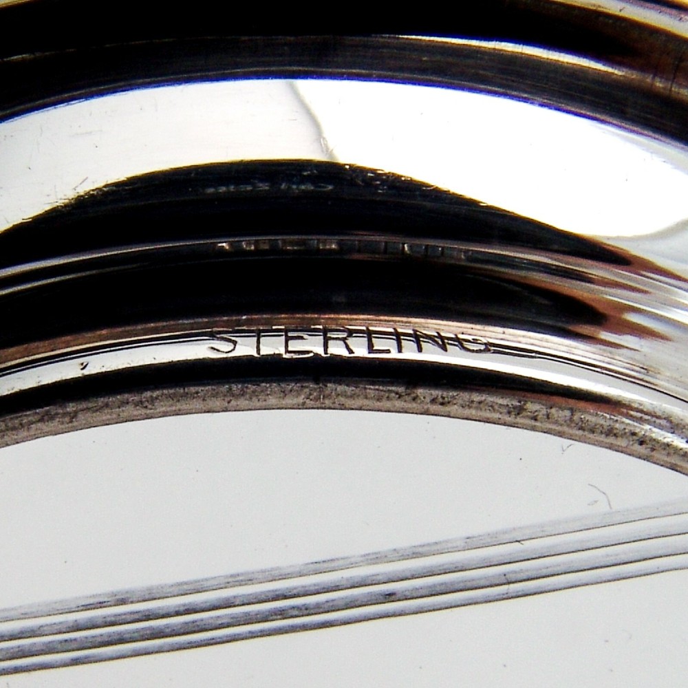 Cut Glass 4 Coasters Set Sterling Silver Borders