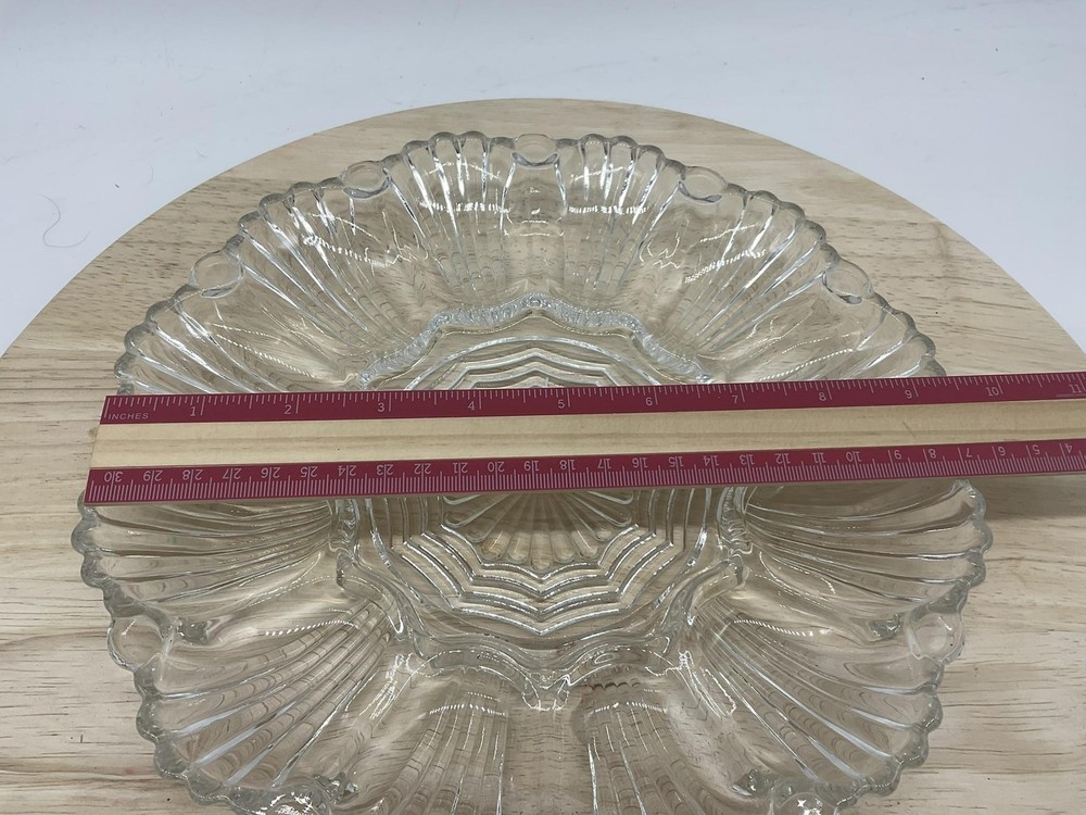 Clear Glass Deviled Egg Platter Round Serving Tray 12 Egg Wells Centerpiece