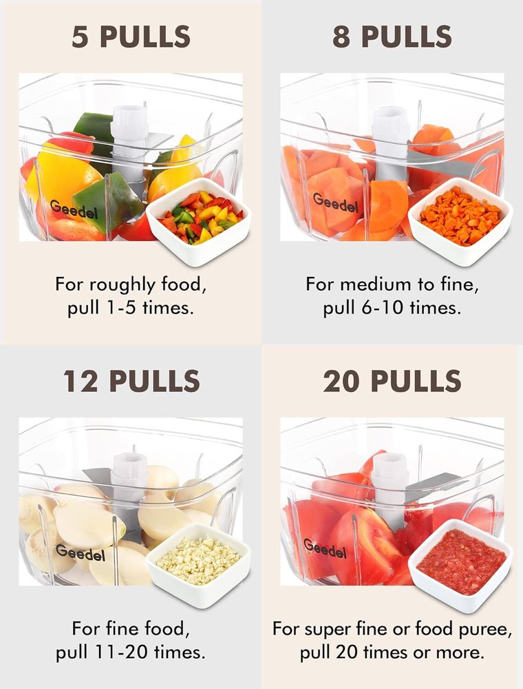 Manual Food Processor Vegetable Chopper Hand Pull Salsa Maker Cutter Chopper 2cu