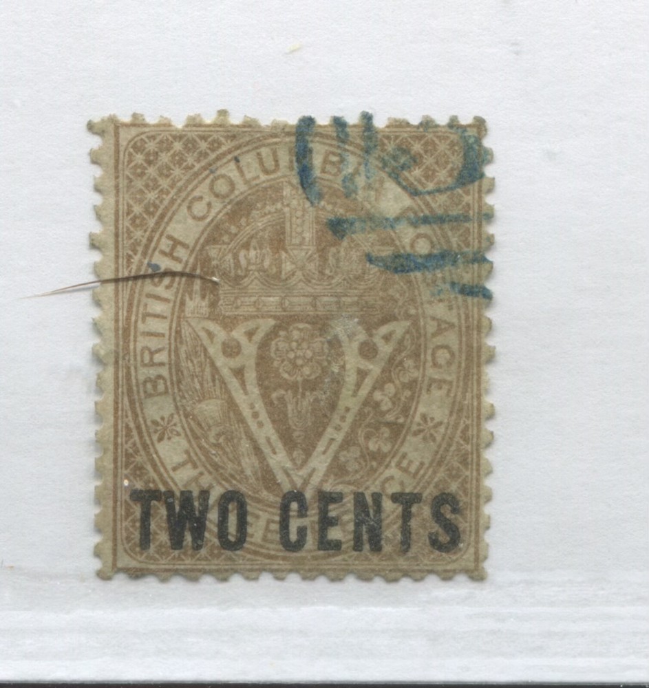 British Columbia 1867 overprinted 2 cents used