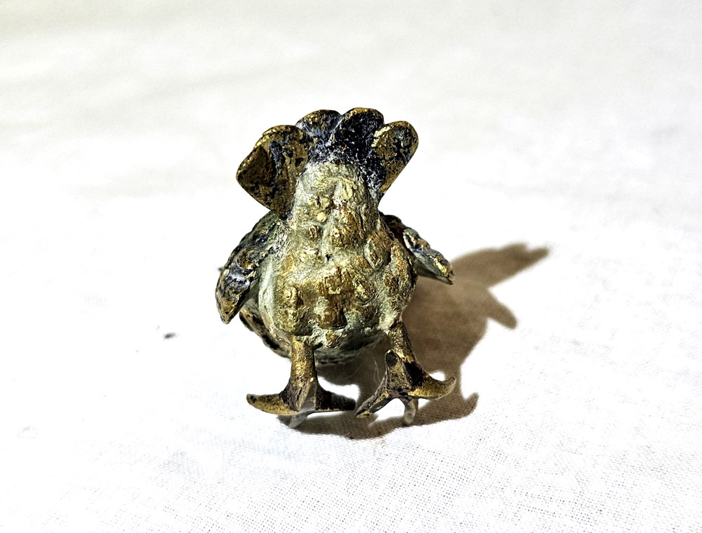 Vienna Bronze Bird Figurine with Cherry