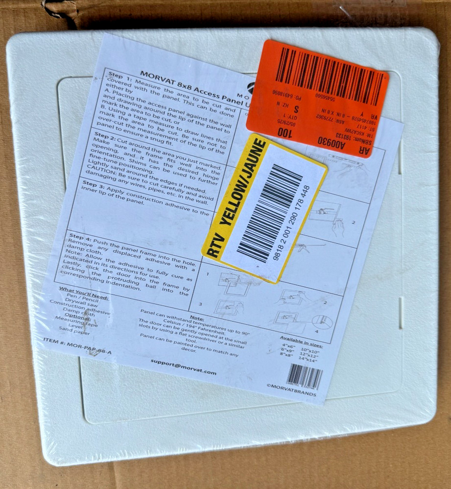 Morvat 8 in. x 8 in. White Plastic Drywall Access Panel