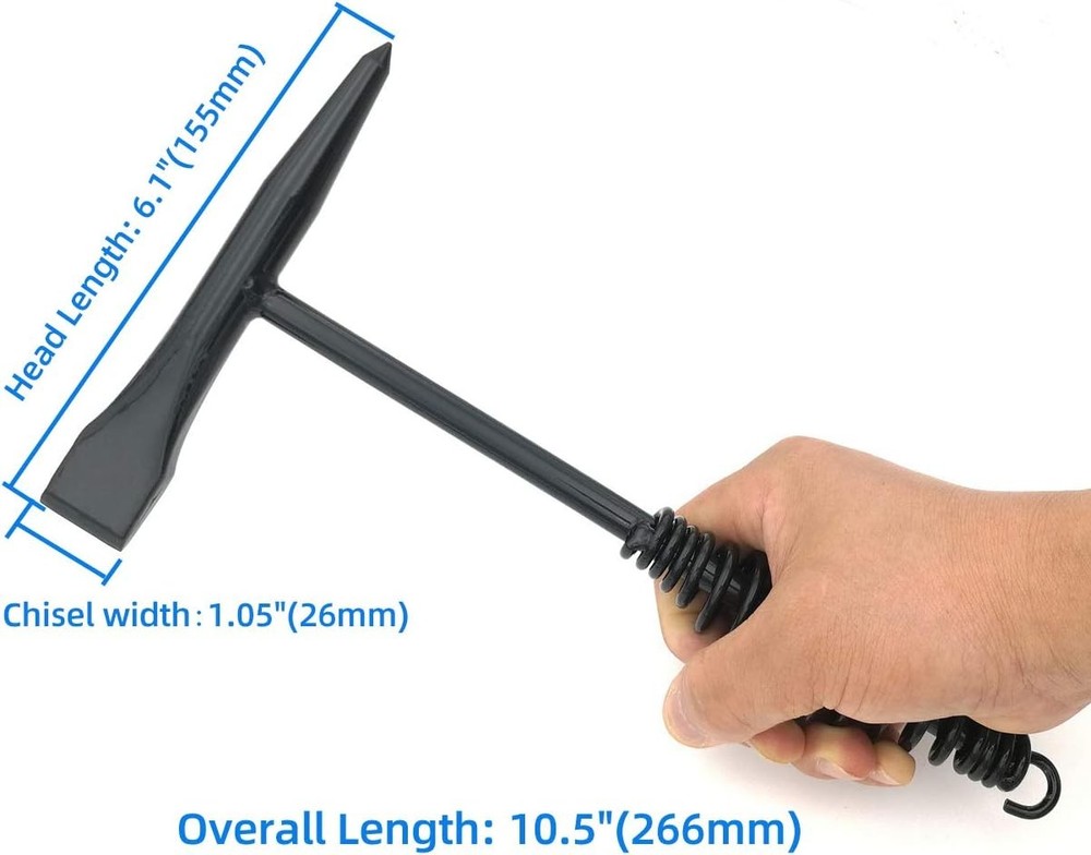 Welding Chipping Hammer with Coil Spring Handle,10.5",Cone and Vertical Chisel,V