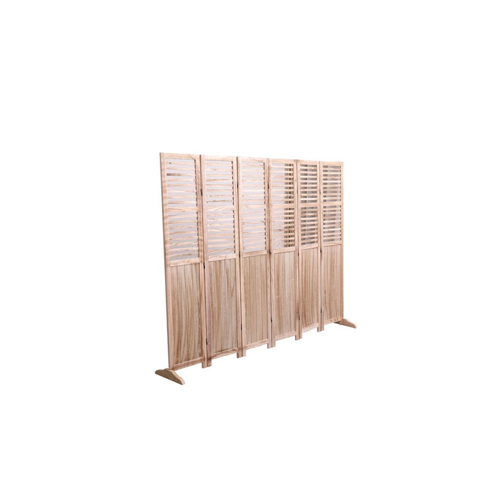 Foldable Solid Wood Room Divider, 6-Panel Design in Normal Finish, 82.8'' W x