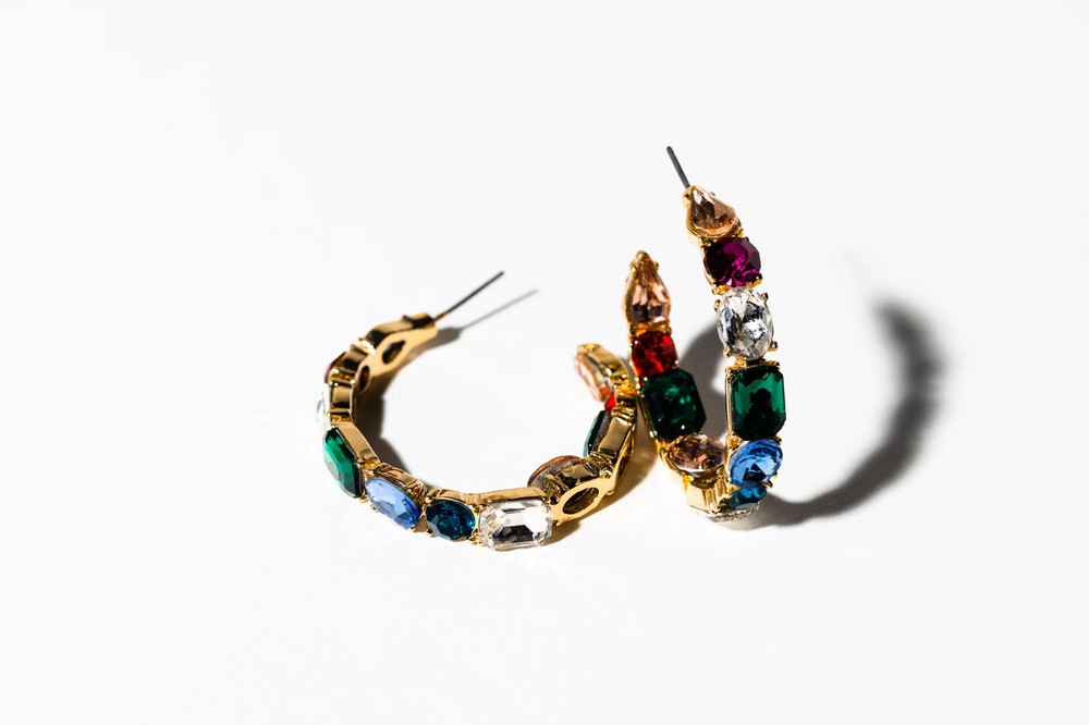 Rainbow Glass Hoop Earring