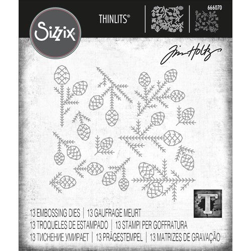 Sizzix Thinlits Tim Holtz Pine Patterns  13 Dies 666070 Mixed Media Botanical